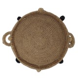 WICKER FLAT TRAY TASSEL NATURAL